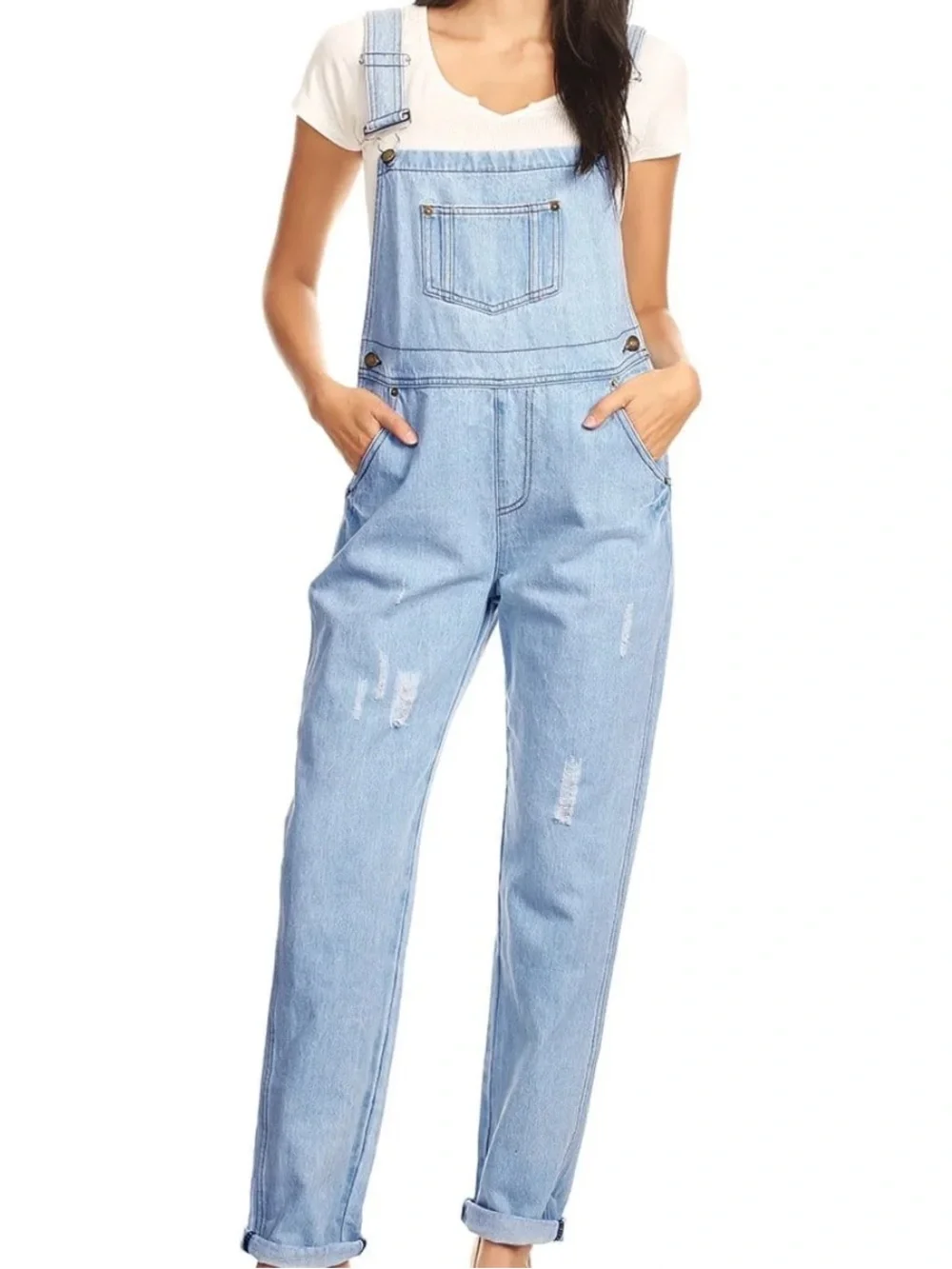 Anna Kaci Jean overalls 30”inseam 16”across chest very cute